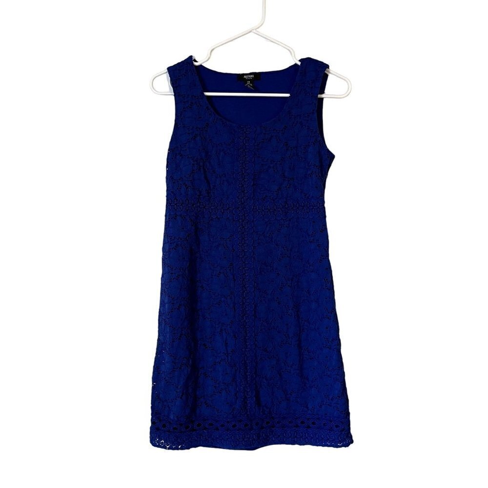 Alfani petite royal blue lace floral sleeveless summer sundress beautiful dress
